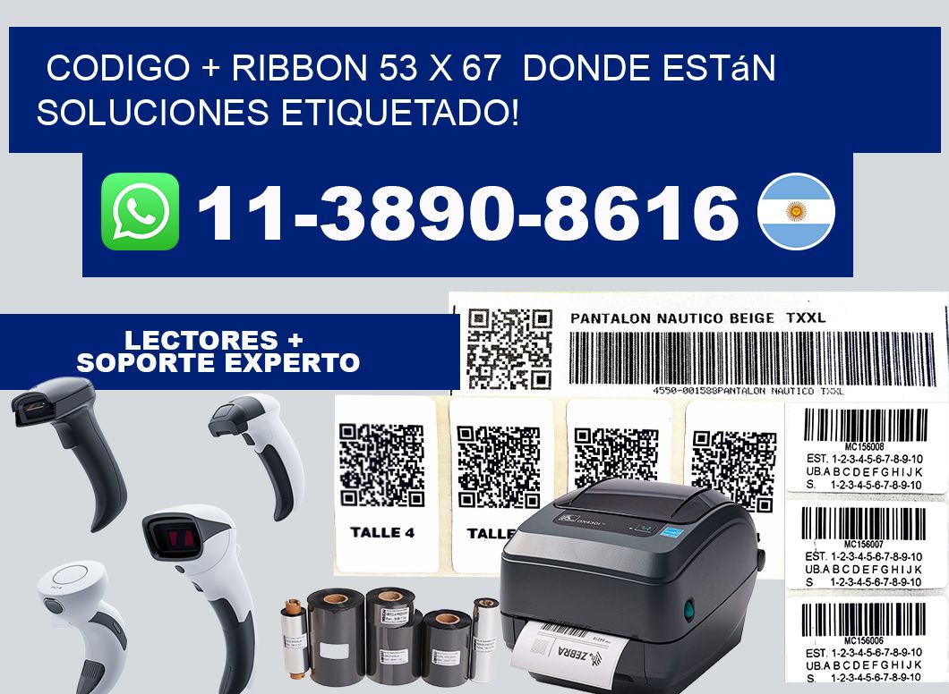 codigo + ribbon 53 x 67  donde están soluciones etiquetado!
