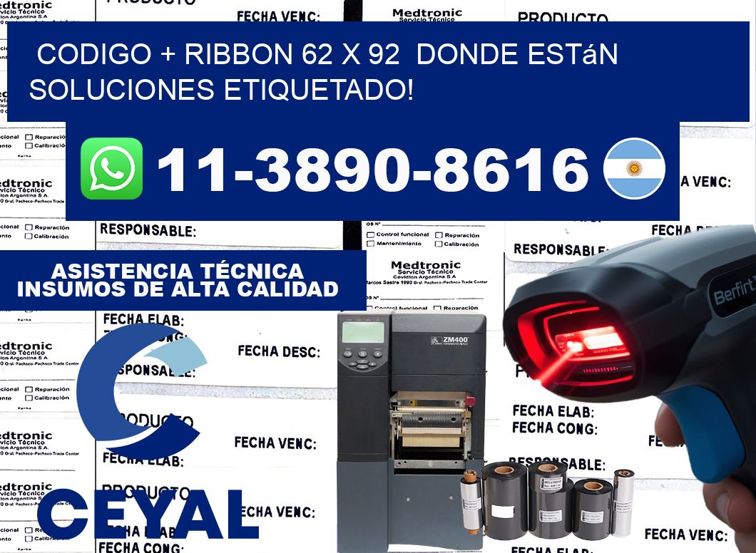 codigo + ribbon 62 x 92  donde están soluciones etiquetado!