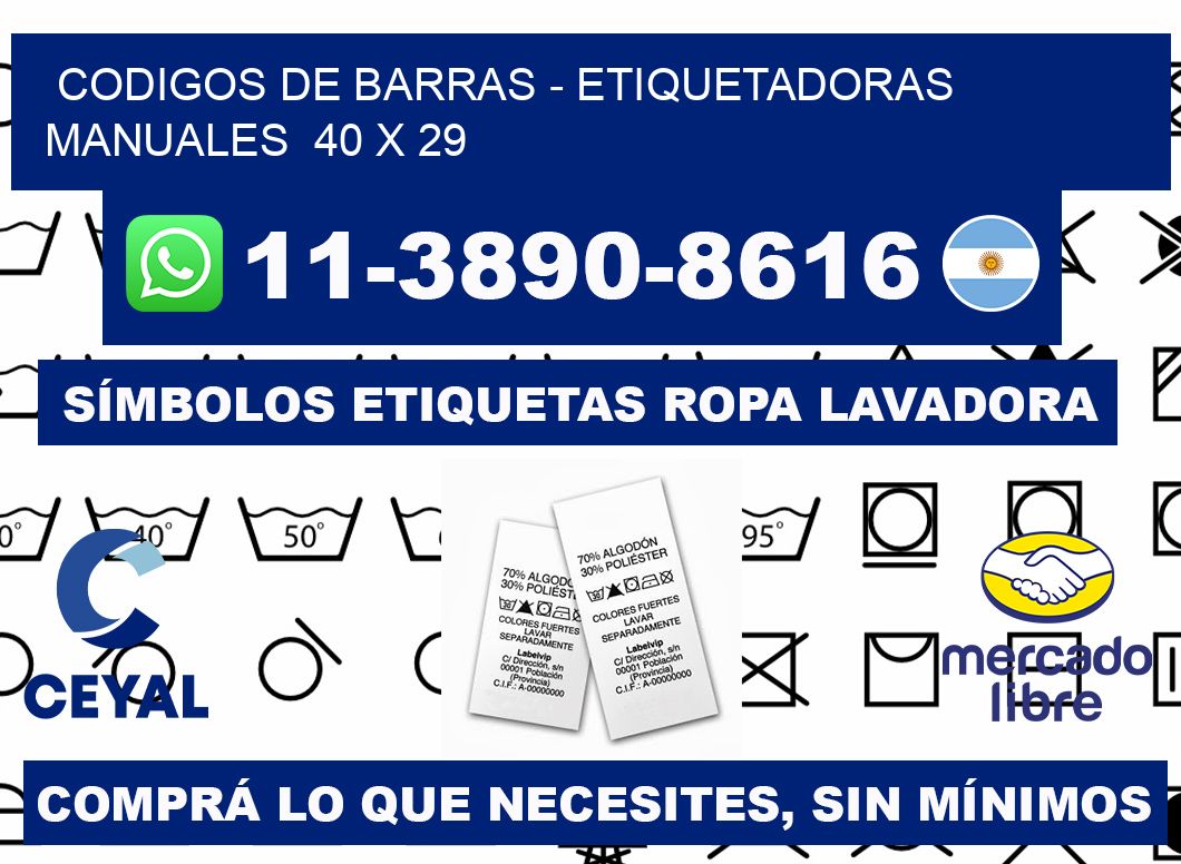 codigos de barras - Etiquetadoras Manuales  40 x 29