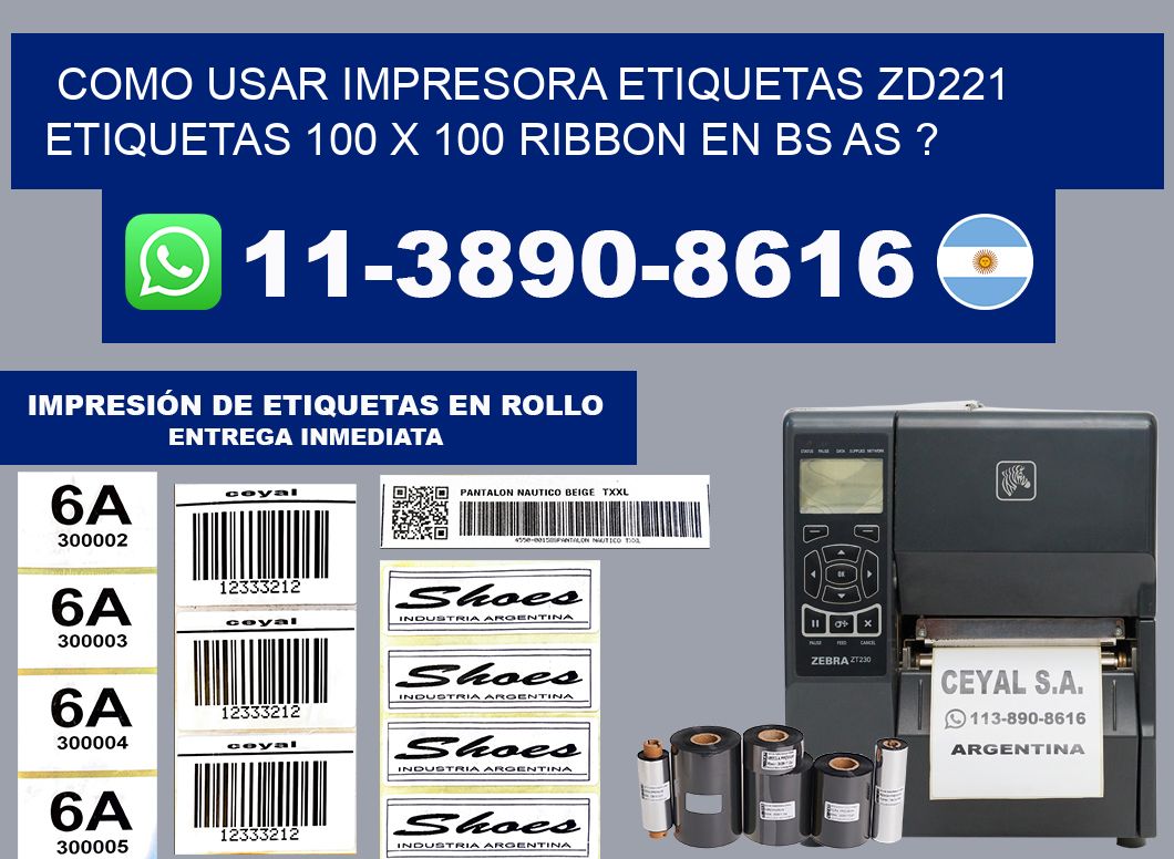 como usar impresora etiquetas zd221 etiquetas 100 x 100 ribbon en BS AS ?