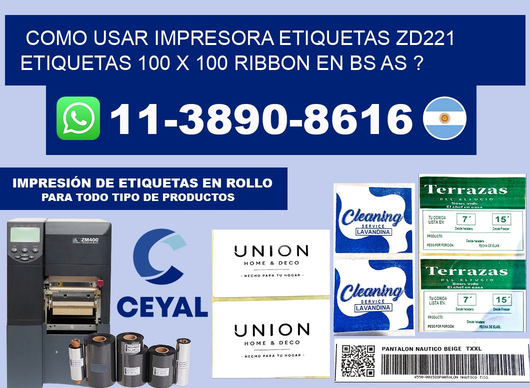como usar impresora etiquetas zd221 etiquetas 100 x 100 ribbon en BS AS ?