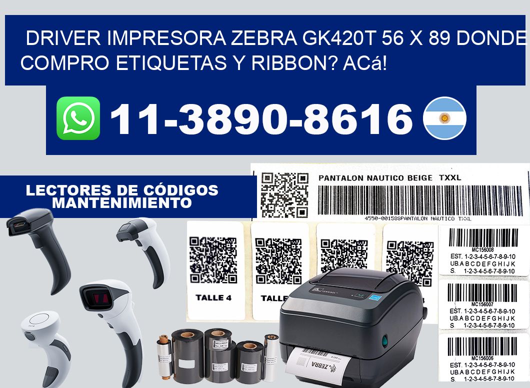 driver impresora zebra gk420t 56 x 89 Donde compro etiquetas y ribbon? Acá!