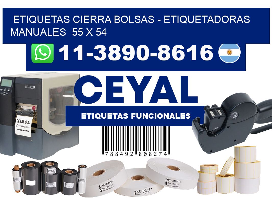 etiquetas cierra bolsas - Etiquetadoras Manuales  55 x 54