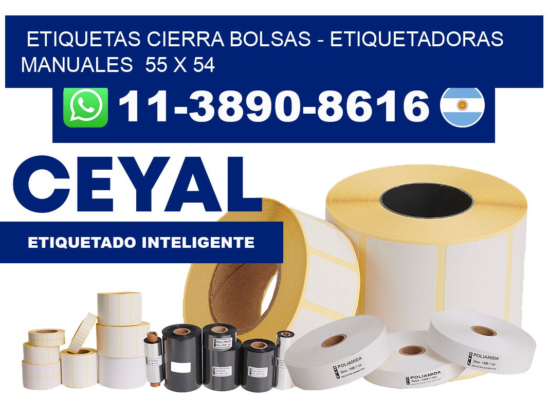 etiquetas cierra bolsas - Etiquetadoras Manuales  55 x 54