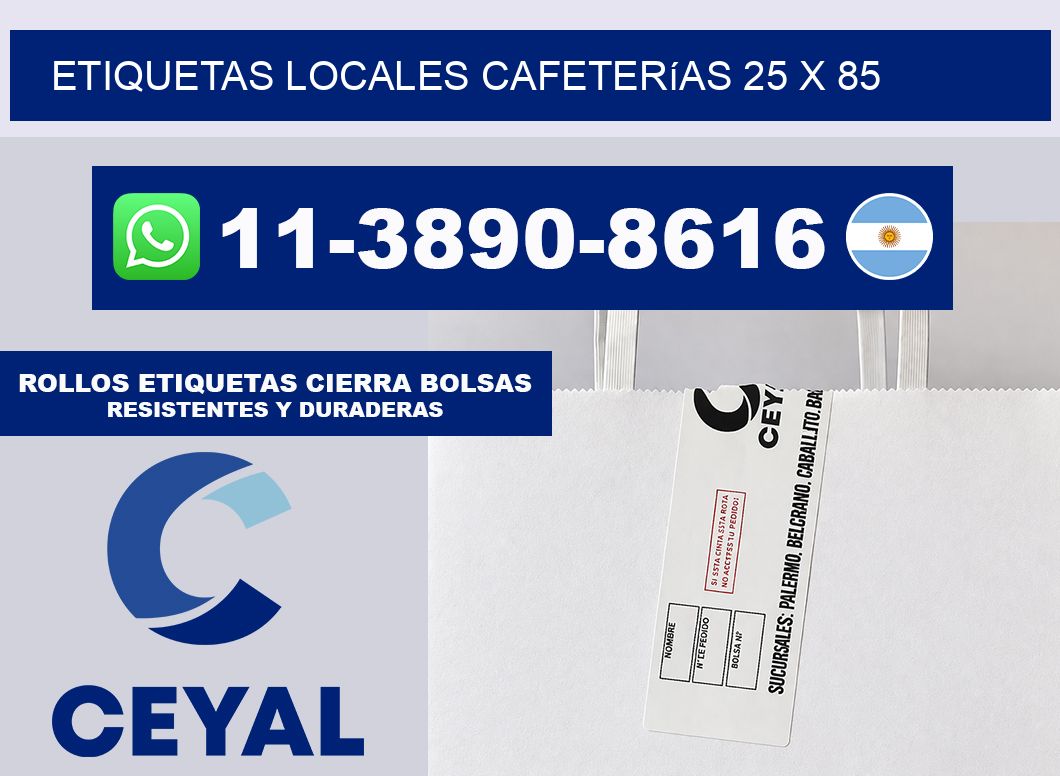 etiquetas locales cafeterías 25 x 85