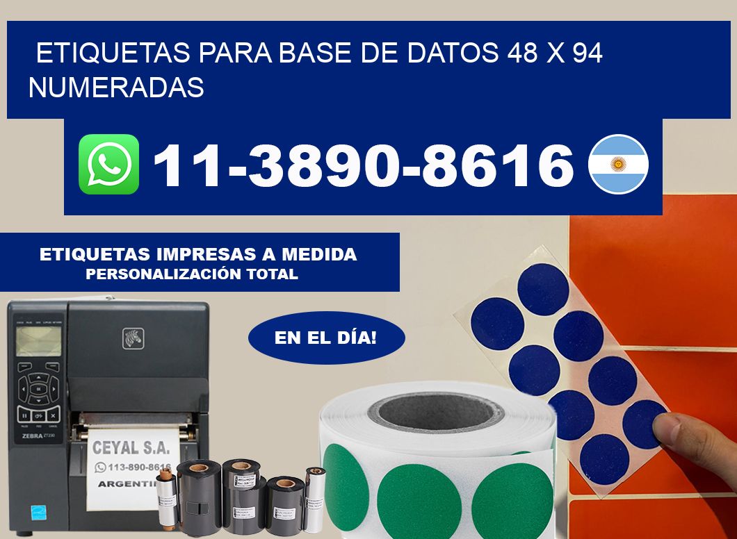 etiquetas para base de datos 48 x 94 numeradas