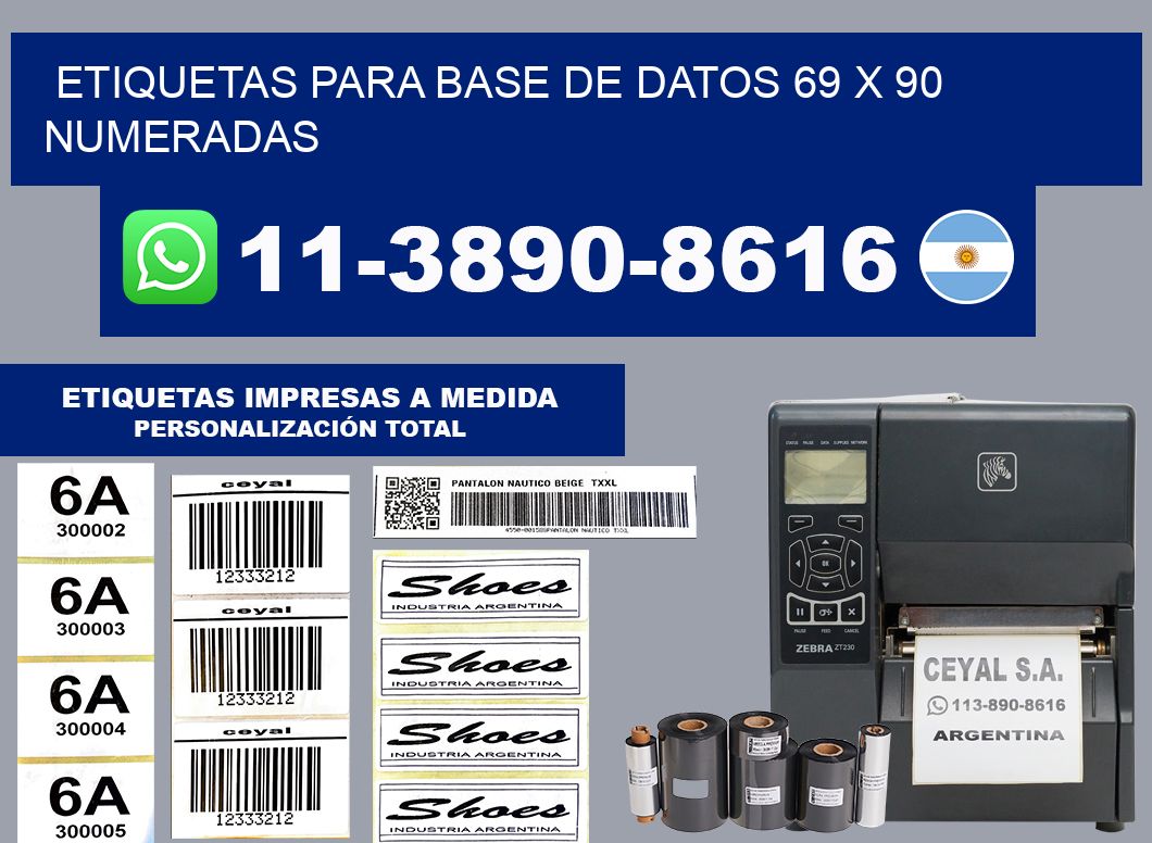 etiquetas para base de datos 69 x 90 numeradas