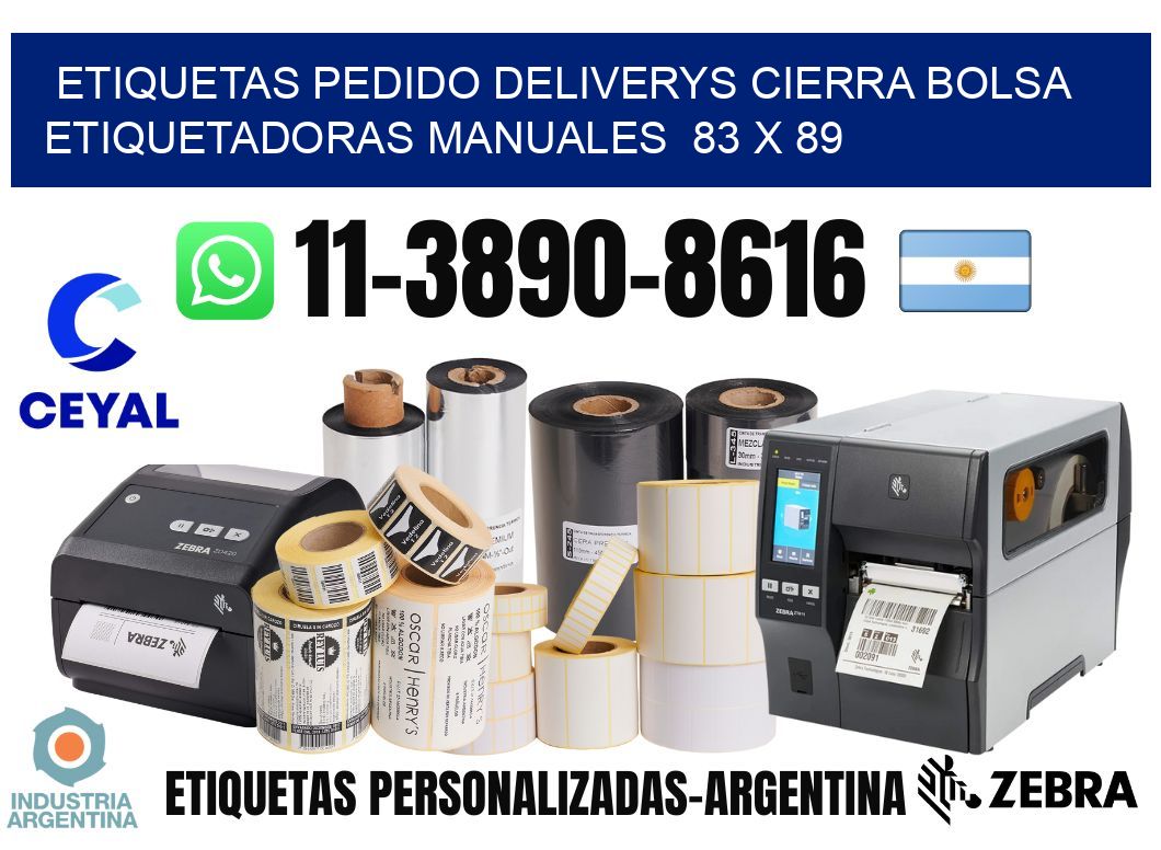etiquetas pedido deliverys cierra bolsa  Etiquetadoras Manuales  83 x 89