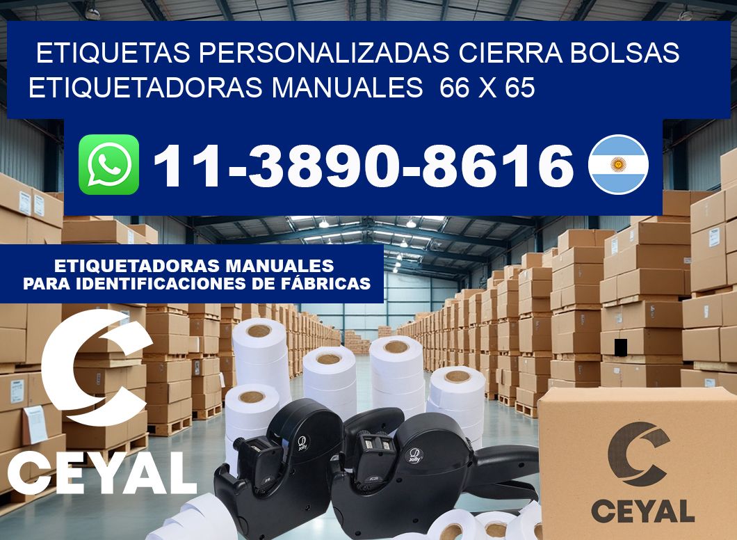 etiquetas personalizadas cierra bolsas  Etiquetadoras Manuales  66 x 65