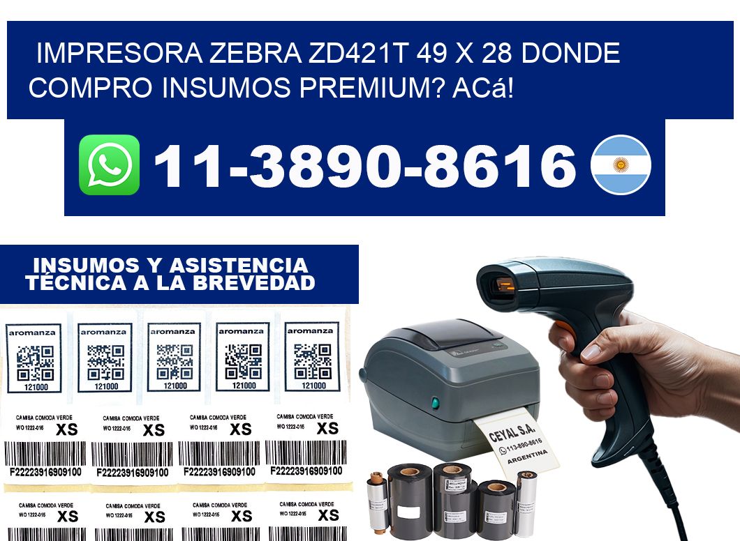 impresora zebra zd421t 49 x 28 Donde compro insumos premium? Acá!