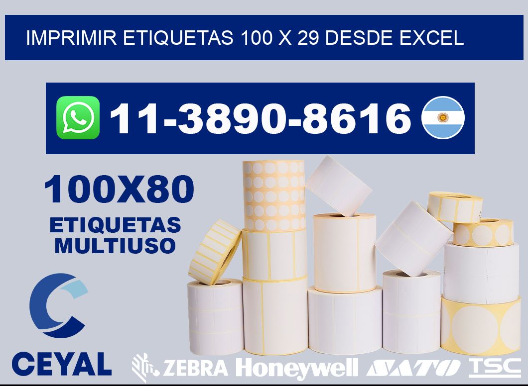 imprimir etiquetas 100 x 29 desde excel