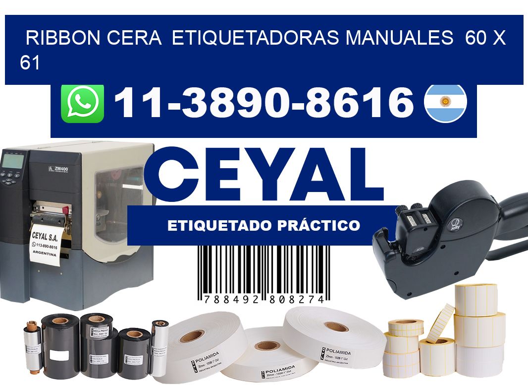 ribbon cera  Etiquetadoras Manuales  60 x 61