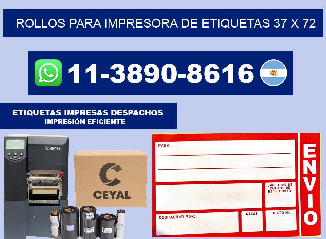 rollos para impresora de etiquetas 37 x 72