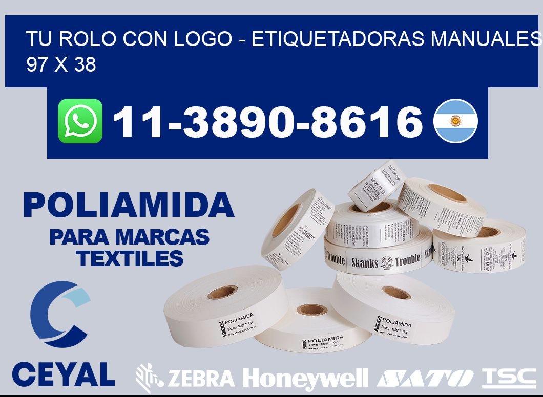 tu rolo con logo - Etiquetadoras Manuales  97 x 38
