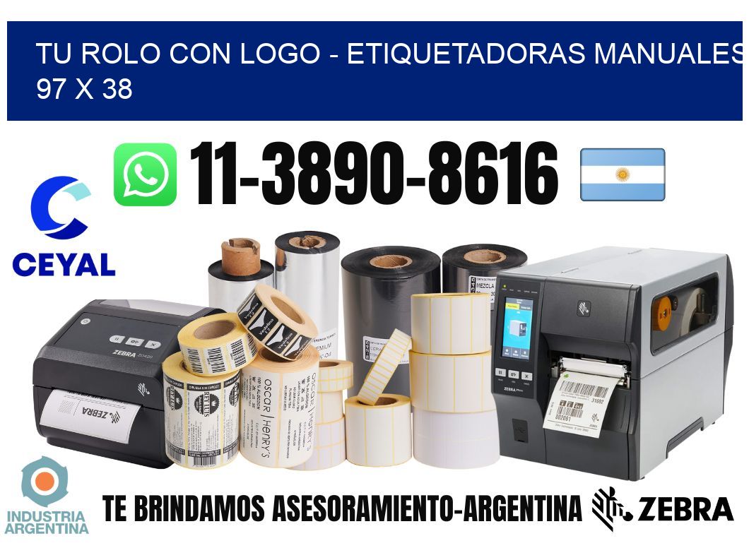 tu rolo con logo - Etiquetadoras Manuales  97 x 38