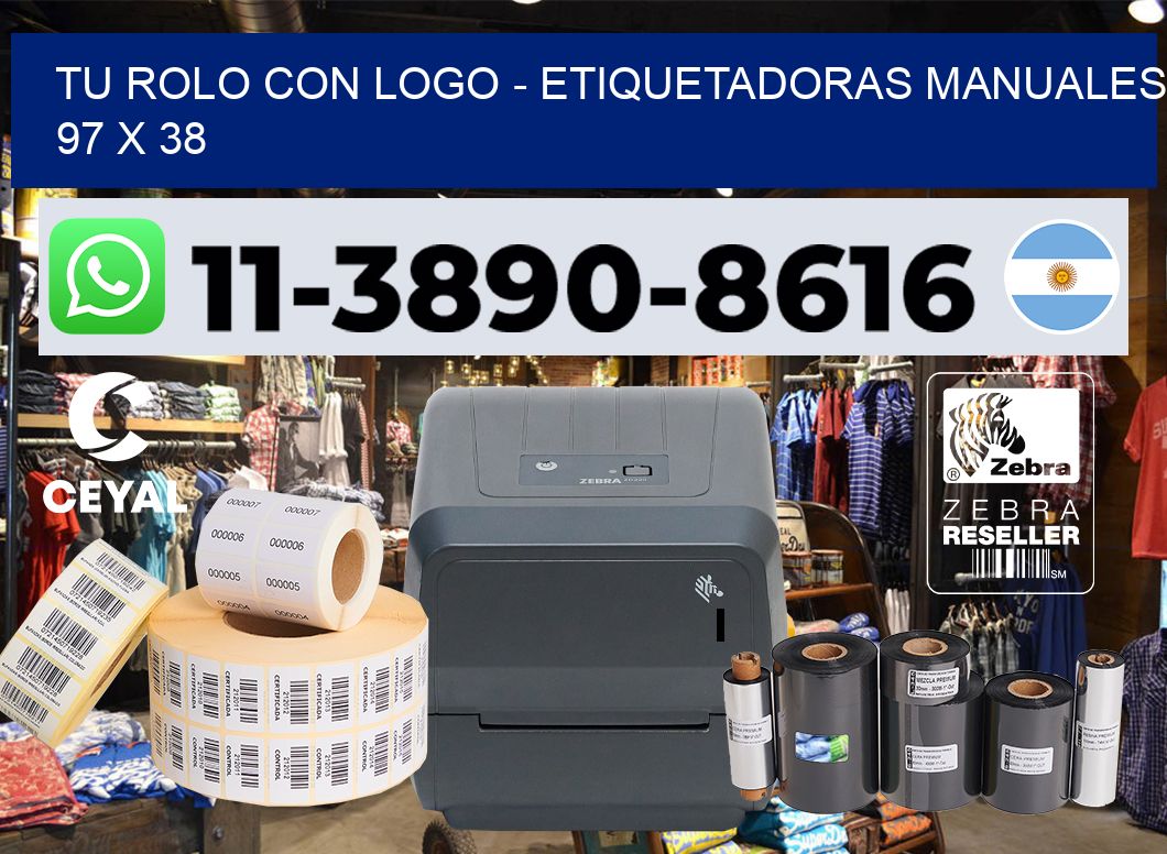 tu rolo con logo - Etiquetadoras Manuales  97 x 38