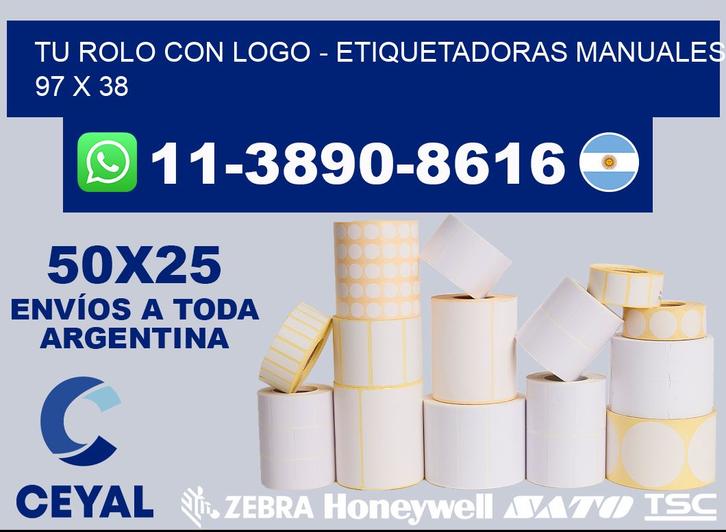 tu rolo con logo – Etiquetadoras Manuales  97 x 38