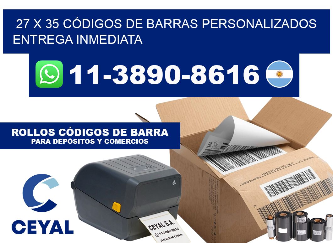 27 x 35 CÓDIGOS DE BARRAS PERSONALIZADOS ENTREGA INMEDIATA