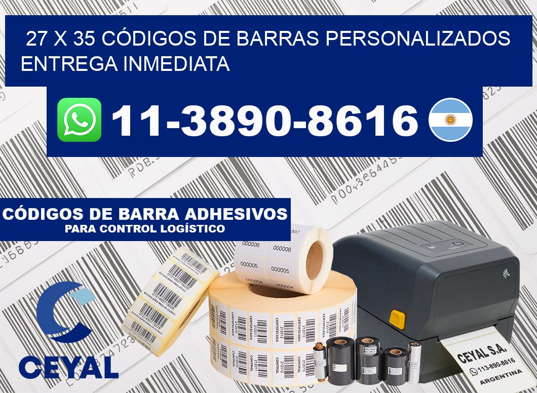 27 x 35 CÓDIGOS DE BARRAS PERSONALIZADOS ENTREGA INMEDIATA