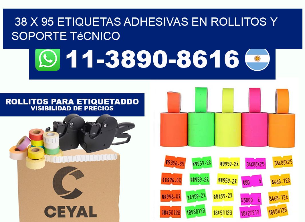 38 x 95 Etiquetas adhesivas en rollitos y soporte técnico