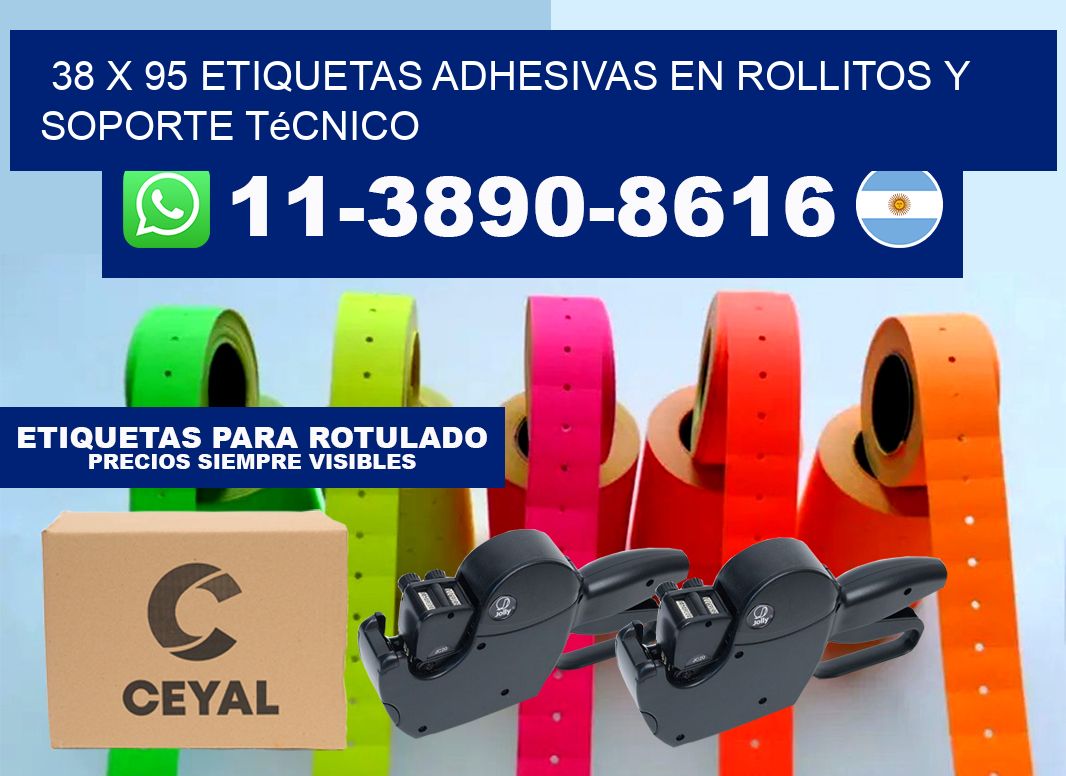 38 x 95 Etiquetas adhesivas en rollitos y soporte técnico