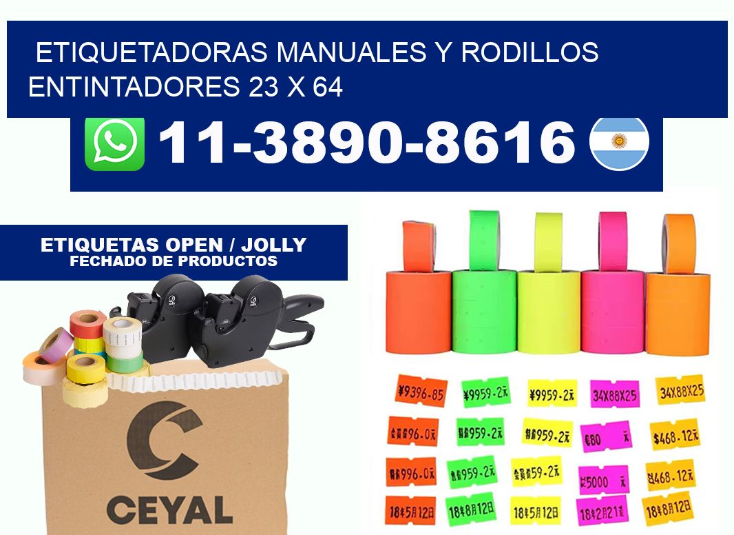 Etiquetadoras manuales y rodillos entintadores 23 x 64