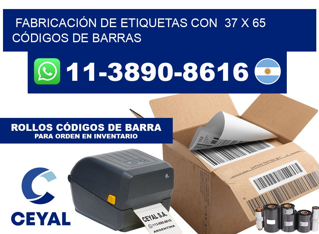FABRICACIÓN DE ETIQUETAS CON 37 x 65 CÓDIGOS DE BARRAS
