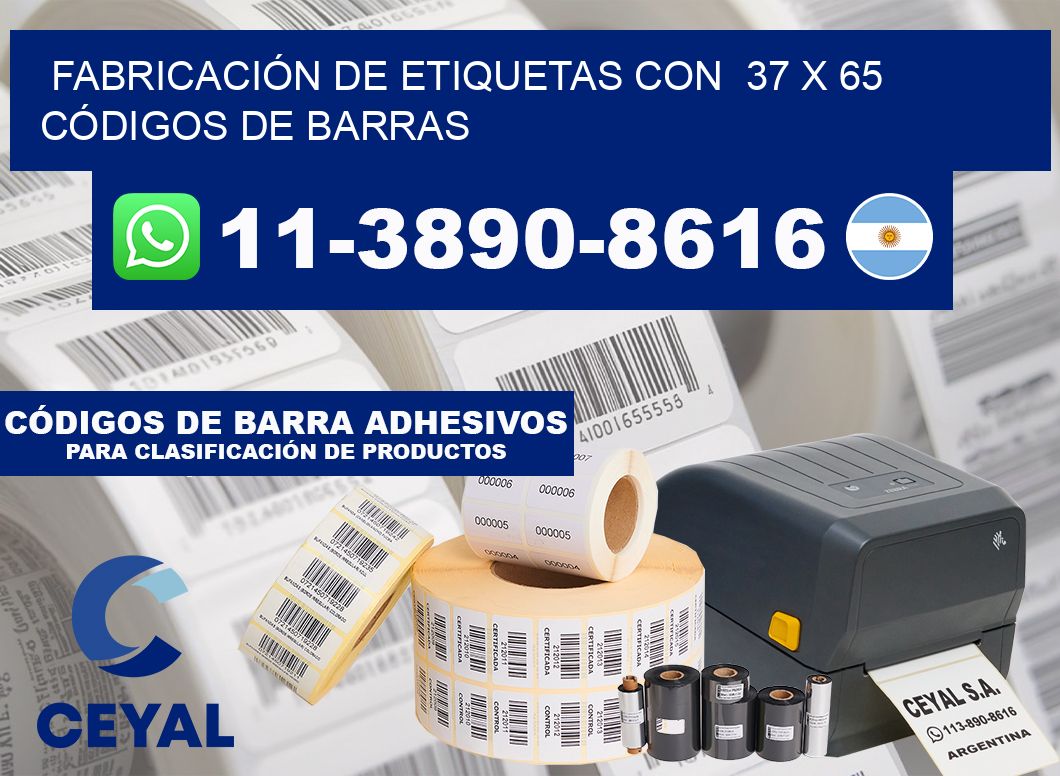FABRICACIÓN DE ETIQUETAS CON 37 x 65 CÓDIGOS DE BARRAS