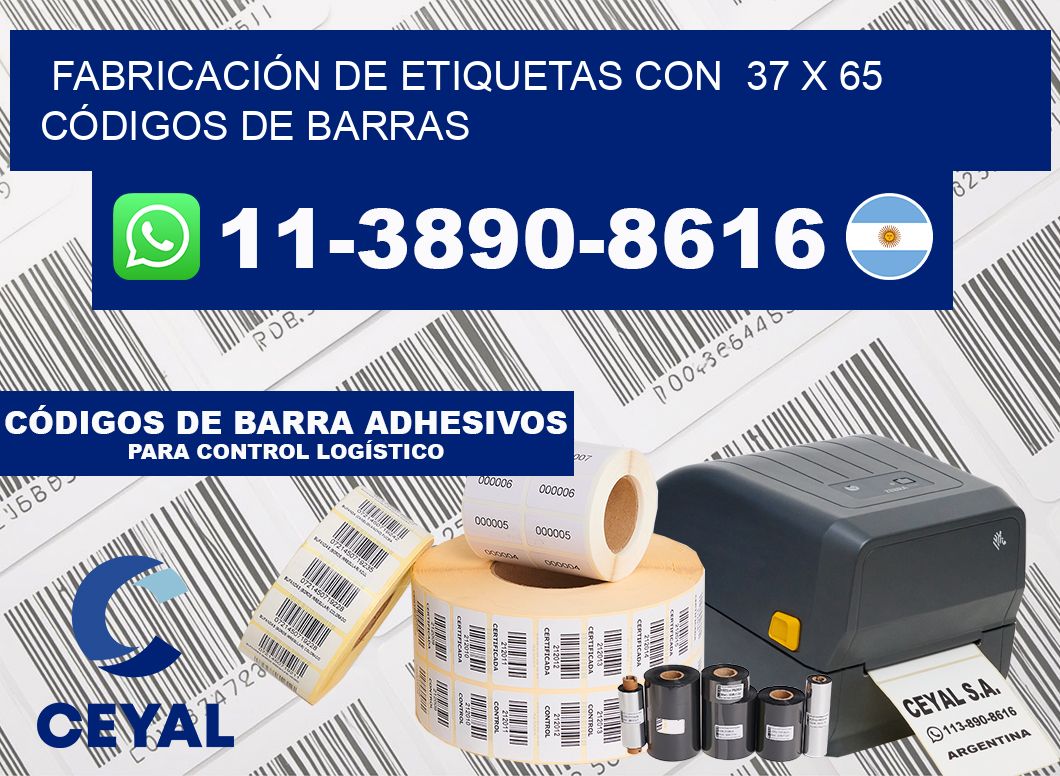 FABRICACIÓN DE ETIQUETAS CON  37 x 65 CÓDIGOS DE BARRAS