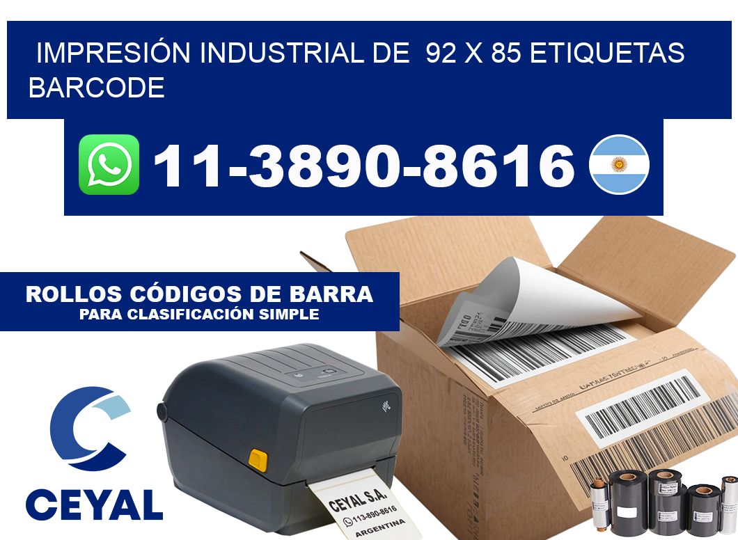 IMPRESIÓN INDUSTRIAL DE  92 x 85 ETIQUETAS BARCODE