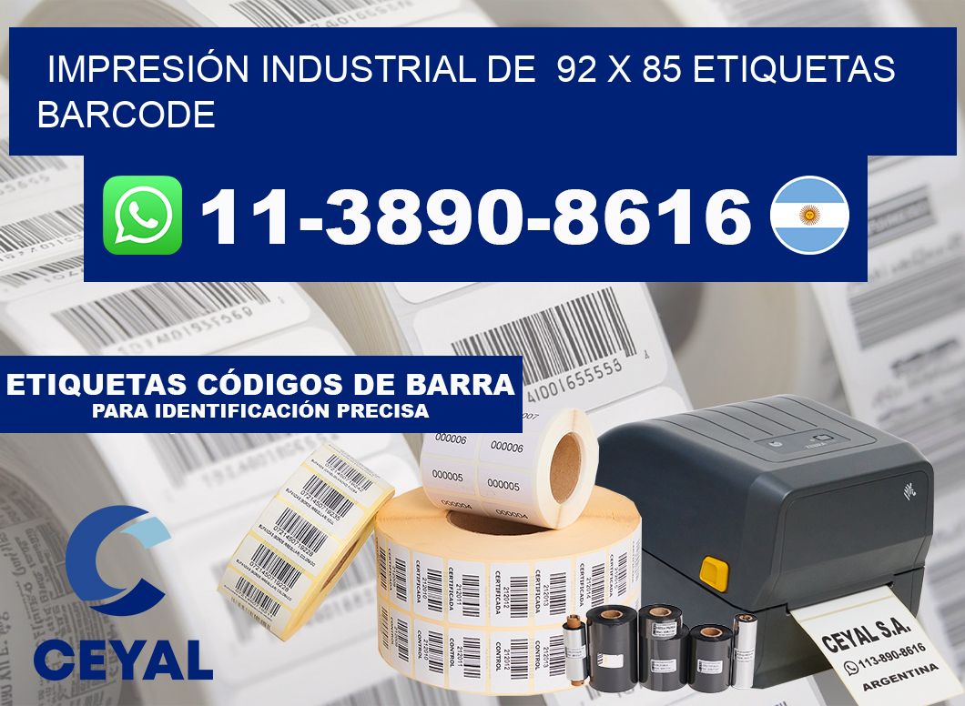 IMPRESIÓN INDUSTRIAL DE  92 x 85 ETIQUETAS BARCODE