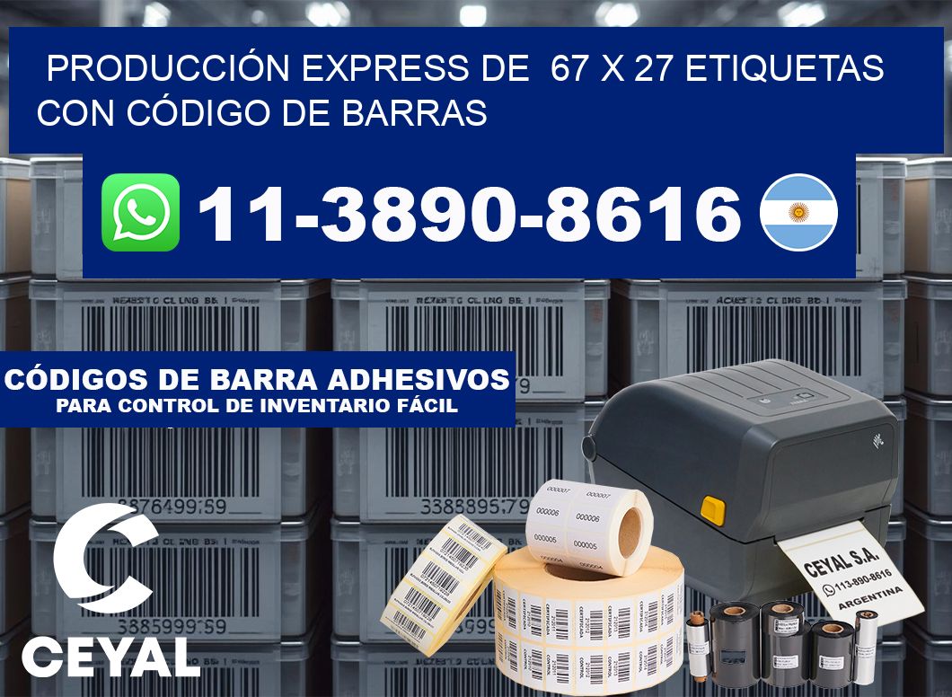 PRODUCCIÓN EXPRESS DE  67 x 27 ETIQUETAS CON CÓDIGO DE BARRAS