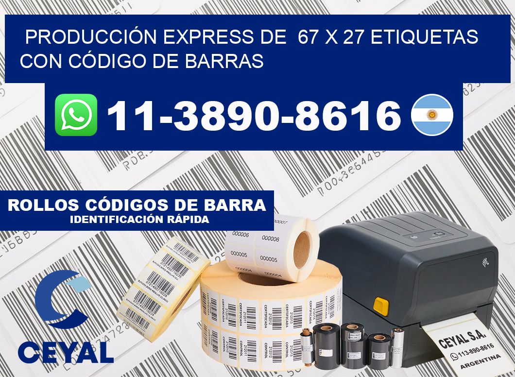 PRODUCCIÓN EXPRESS DE  67 x 27 ETIQUETAS CON CÓDIGO DE BARRAS