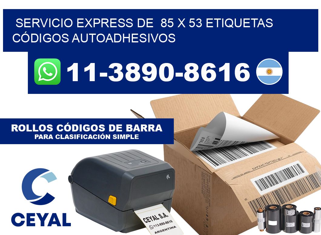 SERVICIO EXPRESS DE  85 x 53 ETIQUETAS CÓDIGOS AUTOADHESIVOS