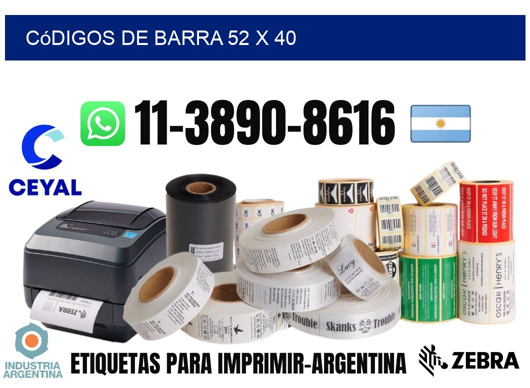 códigos de barra 52 x 40
