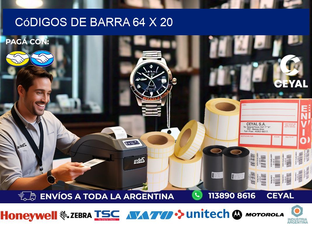 códigos de barra 64 x 20