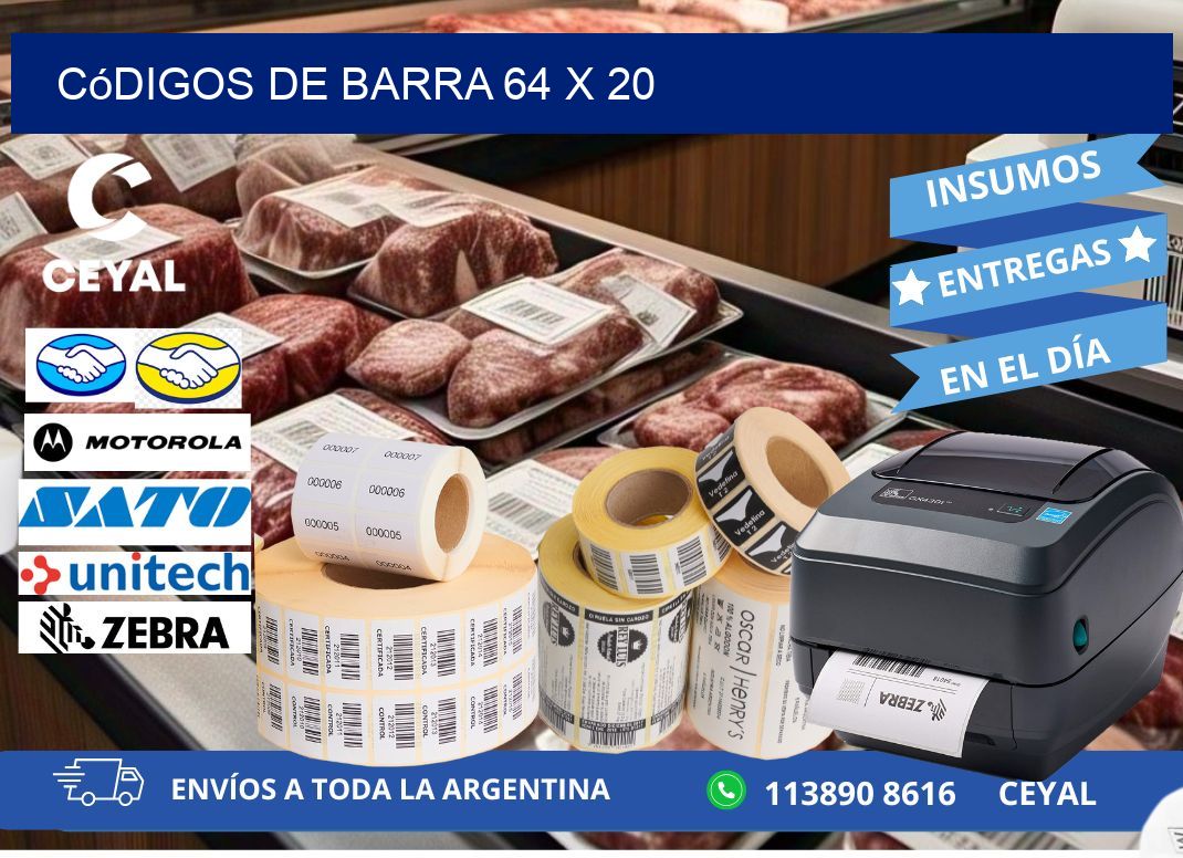 códigos de barra 64 x 20