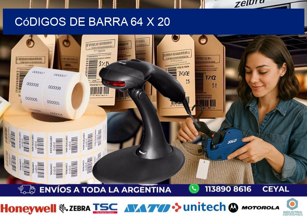 códigos de barra 64 x 20
