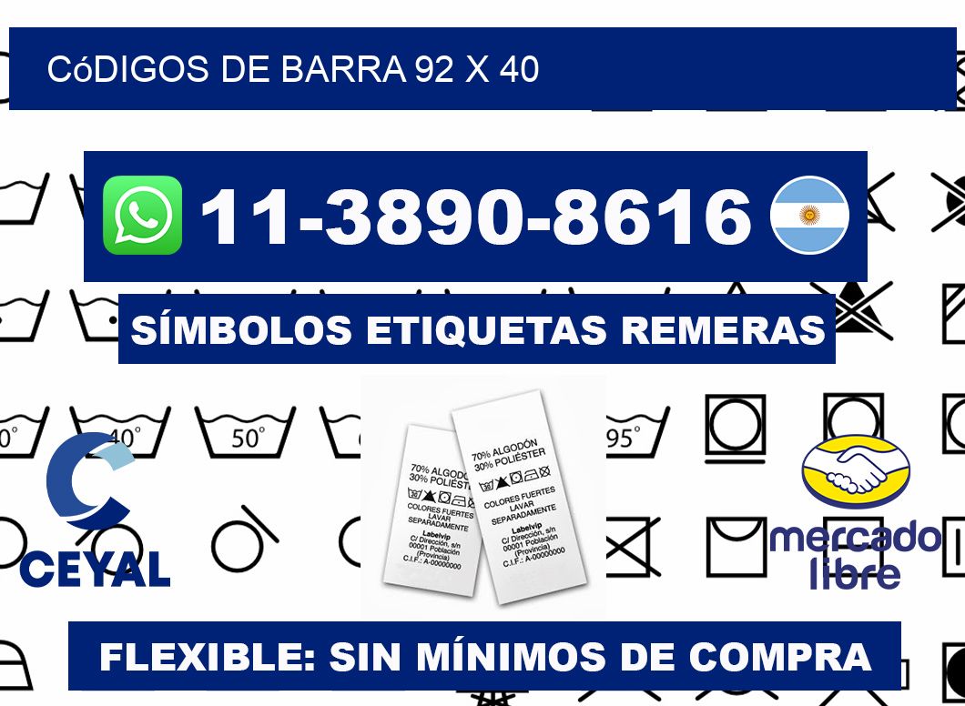 códigos de barra 92 x 40