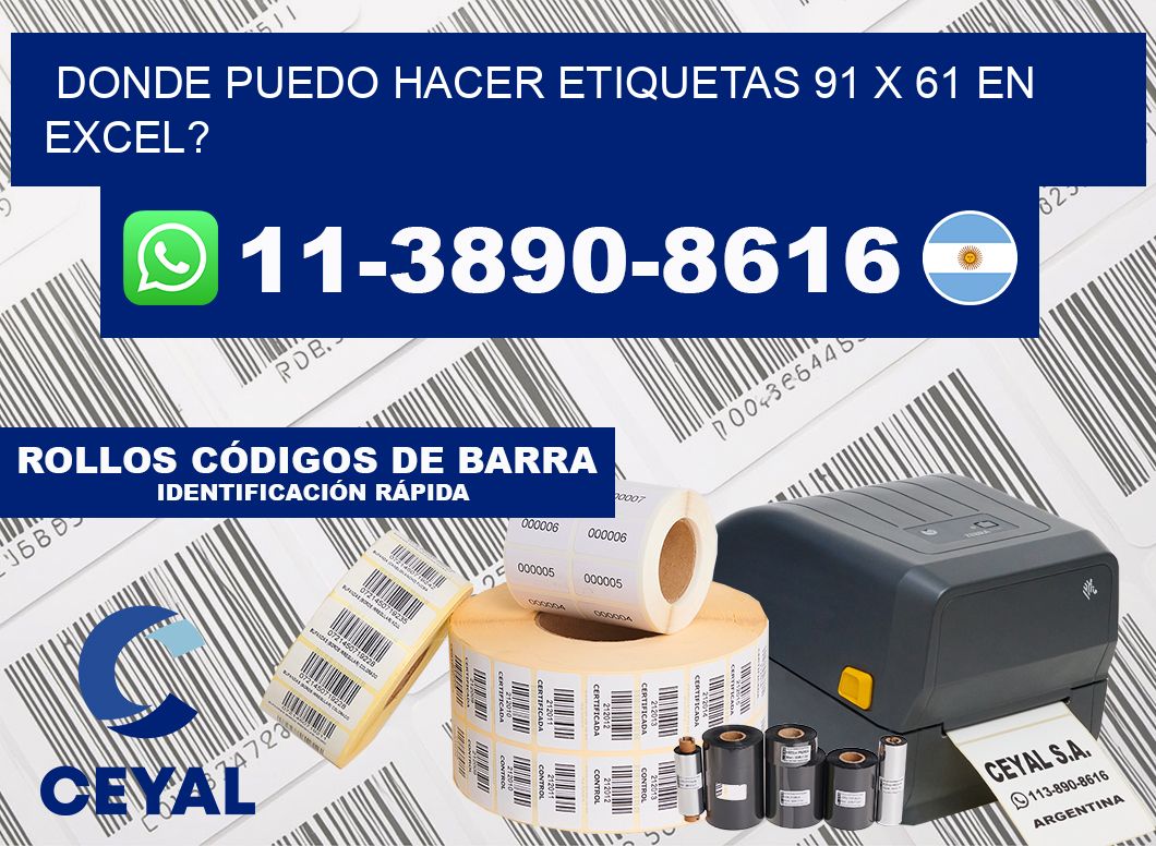 donde puedo hacer etiquetas 91 x 61 en excel?