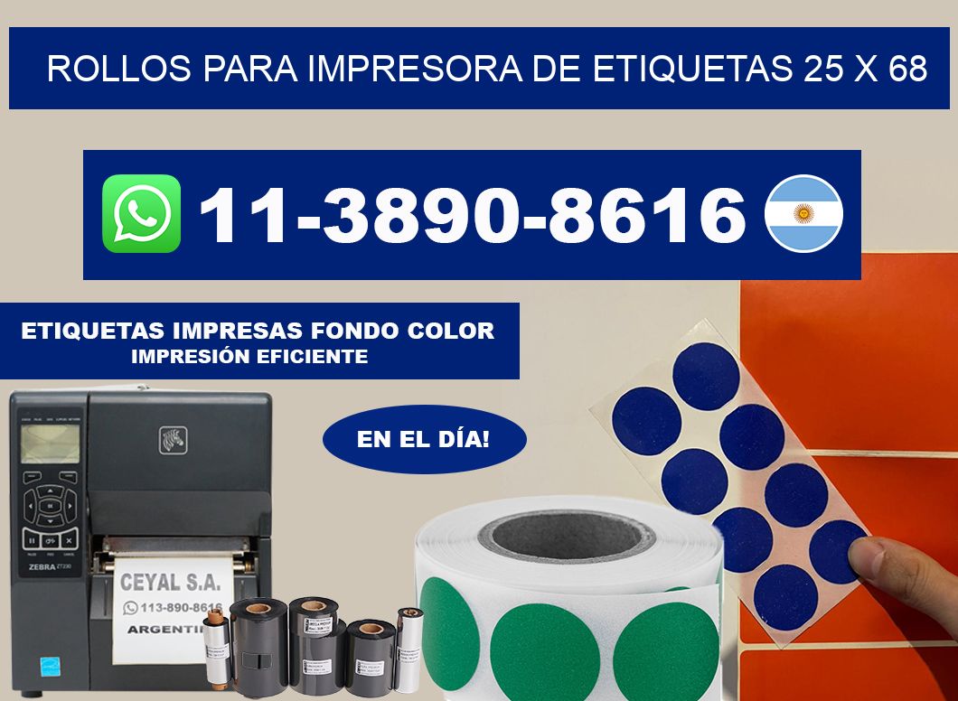 rollos para impresora de etiquetas 25 x 68