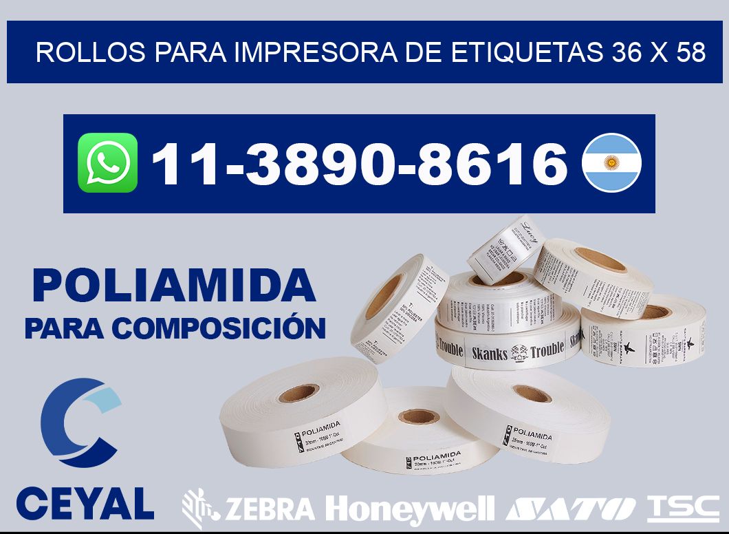 rollos para impresora de etiquetas 36 x 58