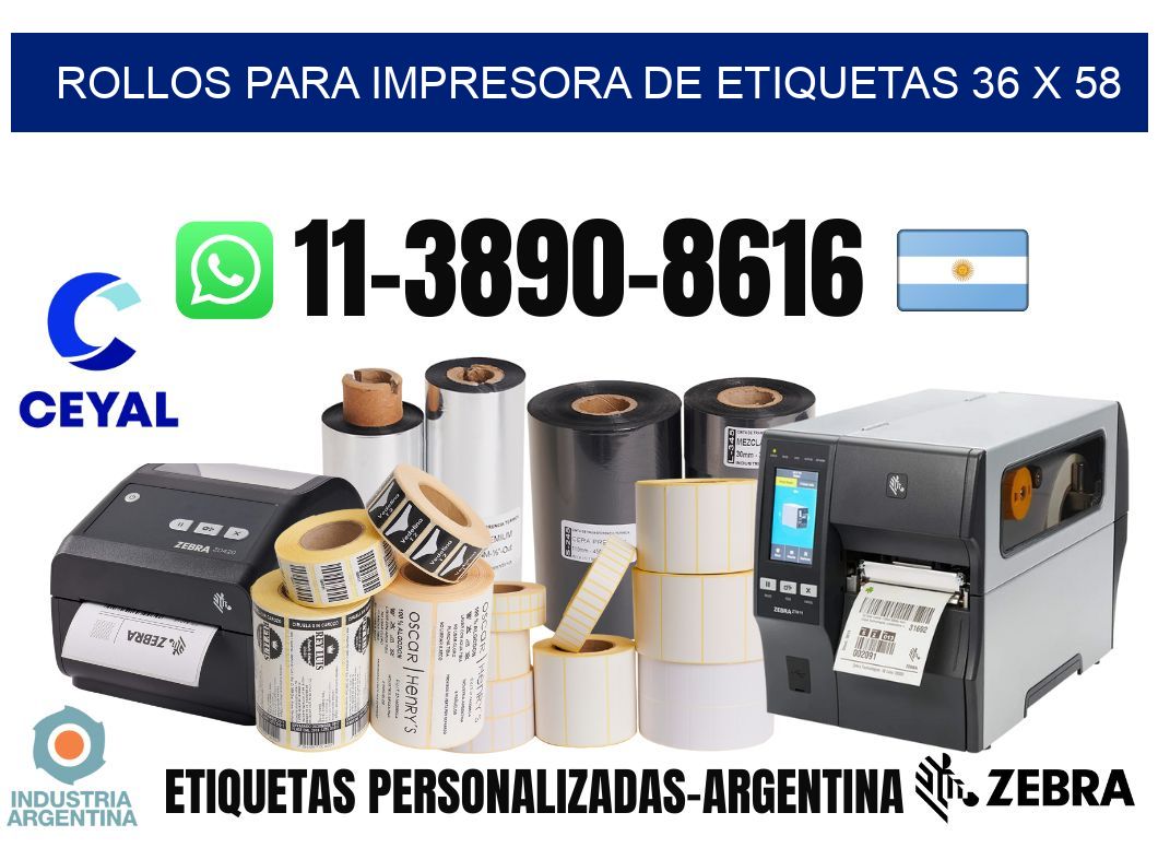 rollos para impresora de etiquetas 36 x 58