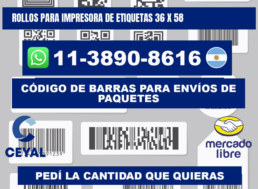 rollos para impresora de etiquetas 36 x 58