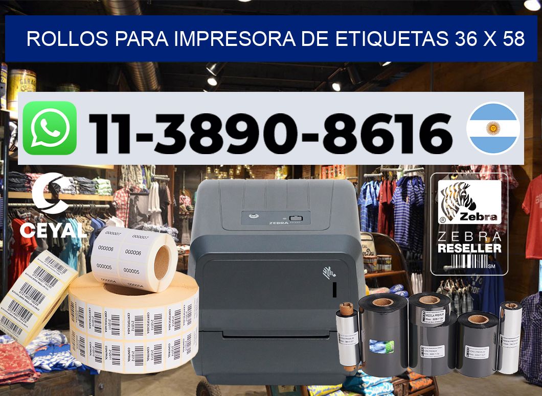 rollos para impresora de etiquetas 36 x 58